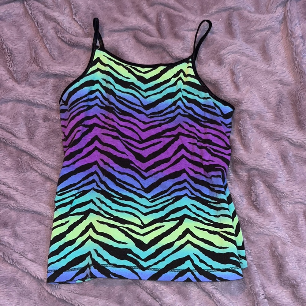 Faded Glory Girls multicolored zebra striped spaghetti strap top